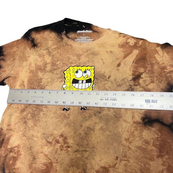 SpongeBob T-shirt Mens L Tie-Dye Ink Blots Nickelodeon Cartoon Y2K Allover Print - Picture 5 of 7